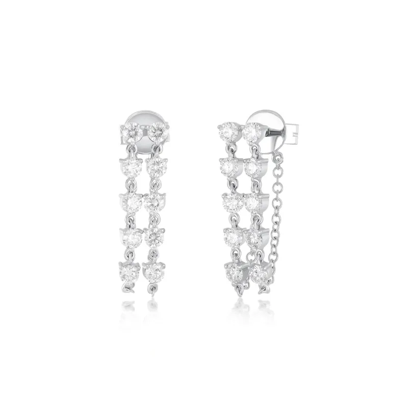 Double Multi Diamond Chain Stud Earring sold by EF Collection