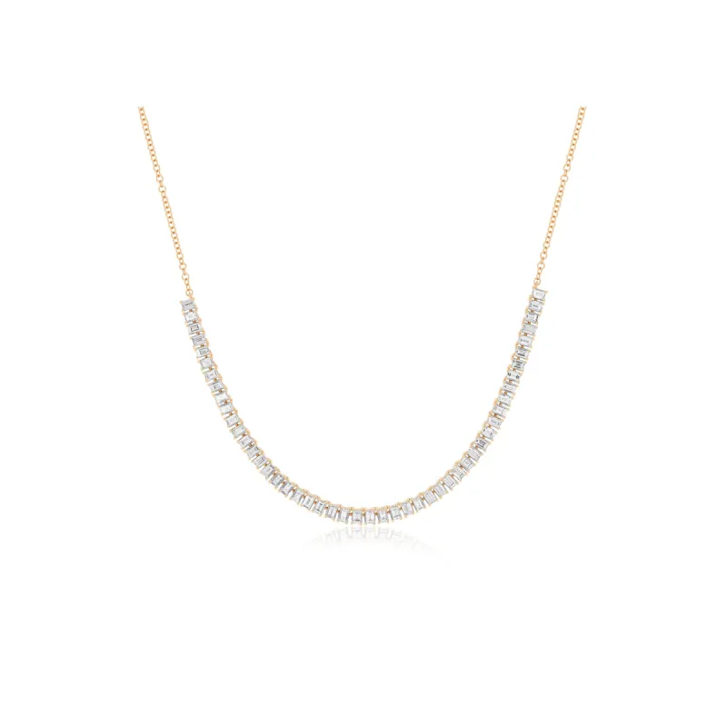 Prong Set Diamond Baguette Segment Necklace sold by EF Collection
