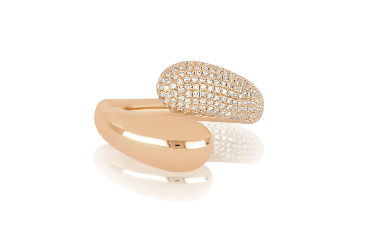 Diamond & Gold Jumbo Double Dome Ring sold by EF Collection