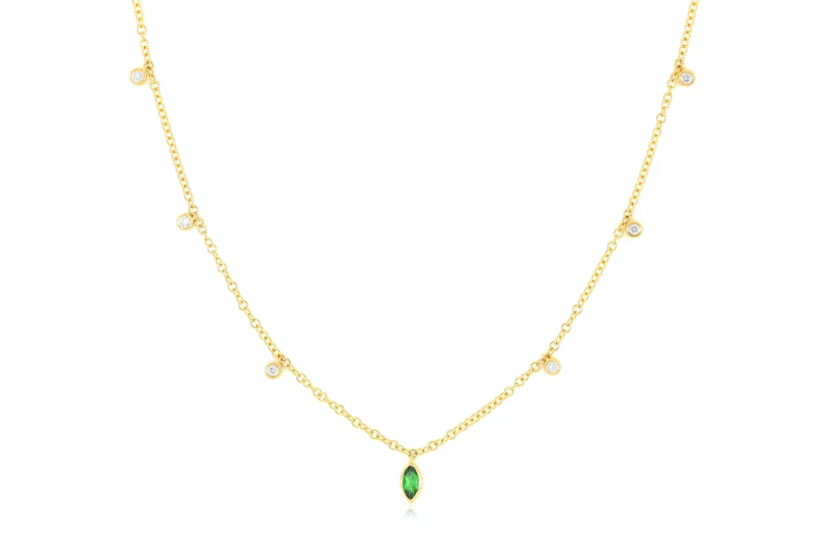 Diamond and Tsavorite Bezel Choker Necklace sold by EF Collection