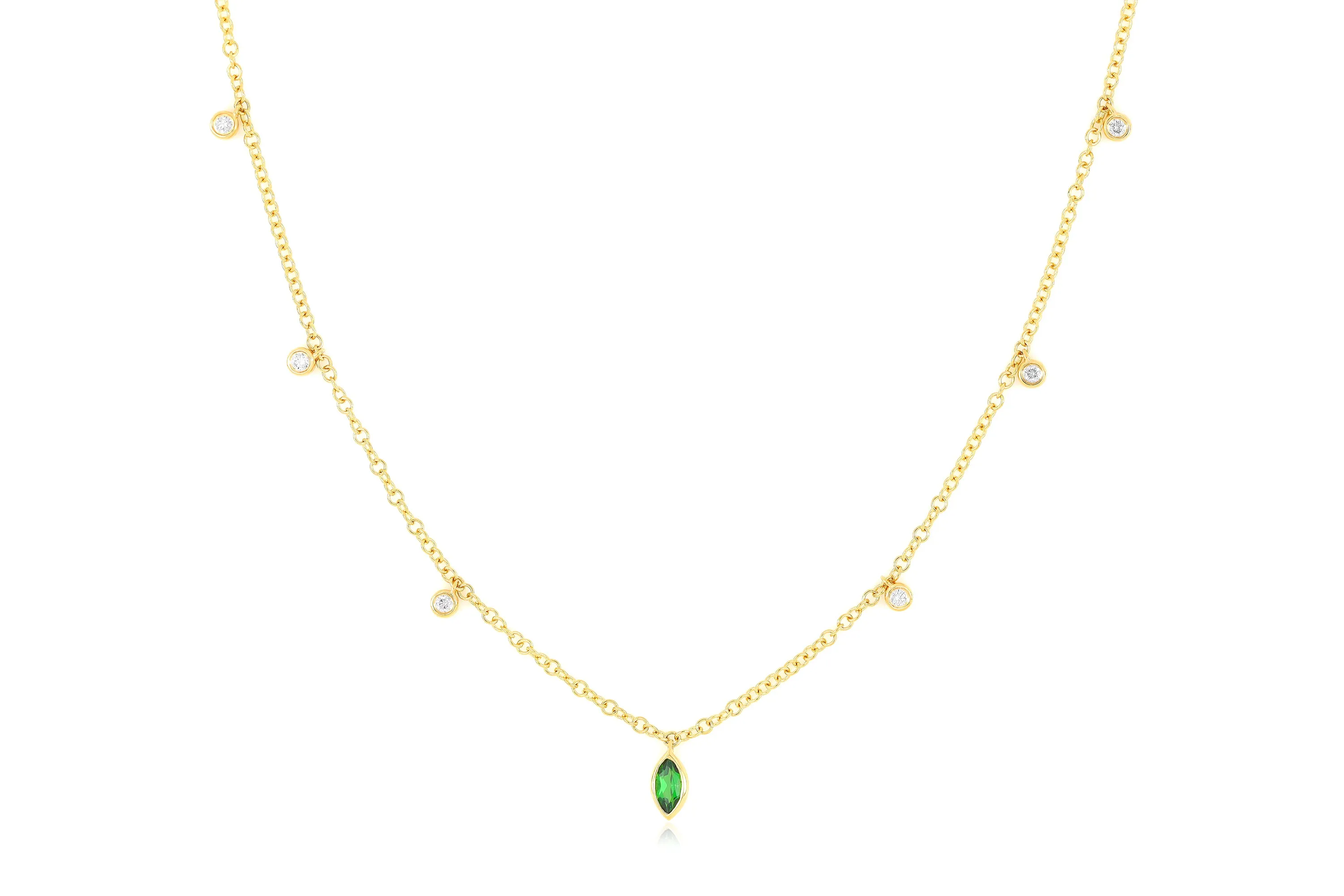 Diamond and Tsavorite Bezel Choker Necklace sold by EF Collection