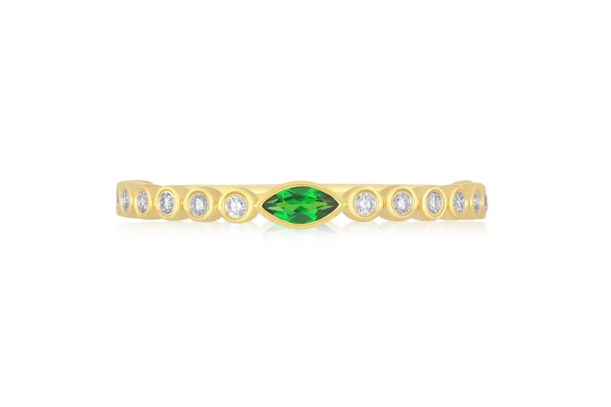 Diamond and Tsavorite Bezel Stack Ring sold by EF Collection