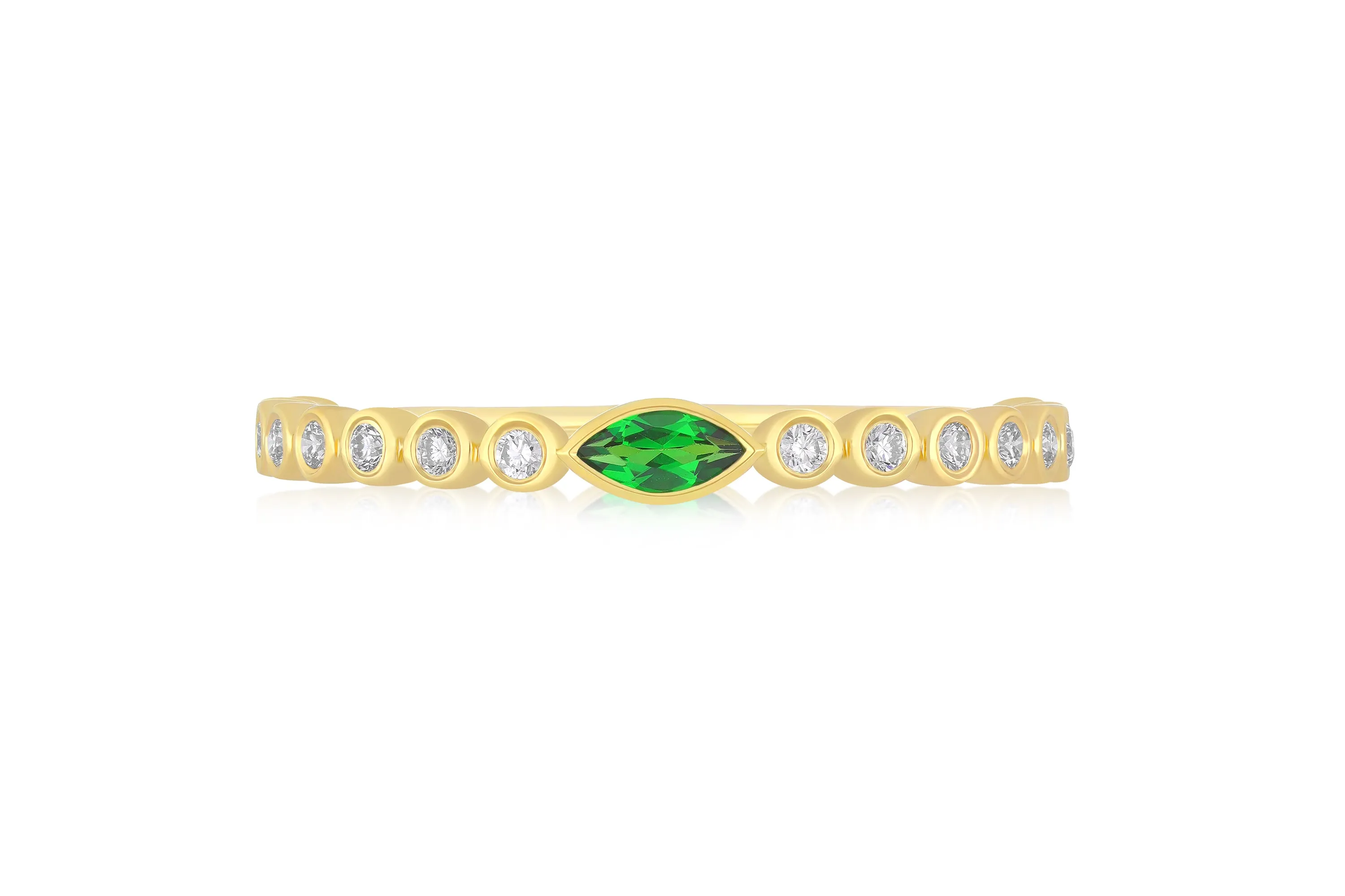 Diamond and Tsavorite Bezel Stack Ring sold by EF Collection