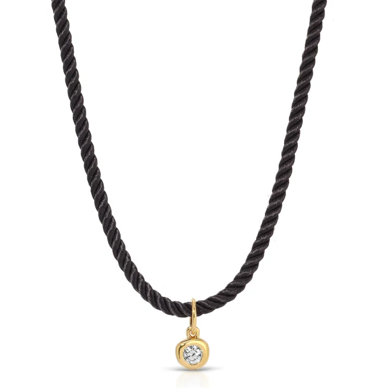 Diamond Pillow Cord Necklace In Midnight sold by EF Collection
