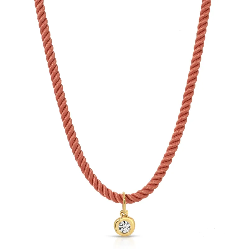 Diamond Pillow Cord Necklace In Peony sold by EF Collection