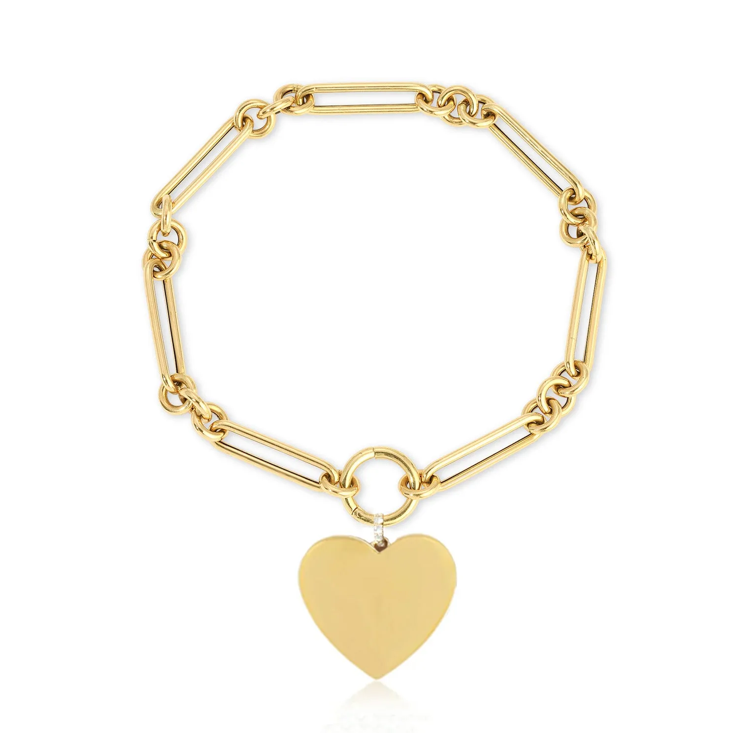 Gold Jumbo Heart Charm Bracelet sold by EF Collection