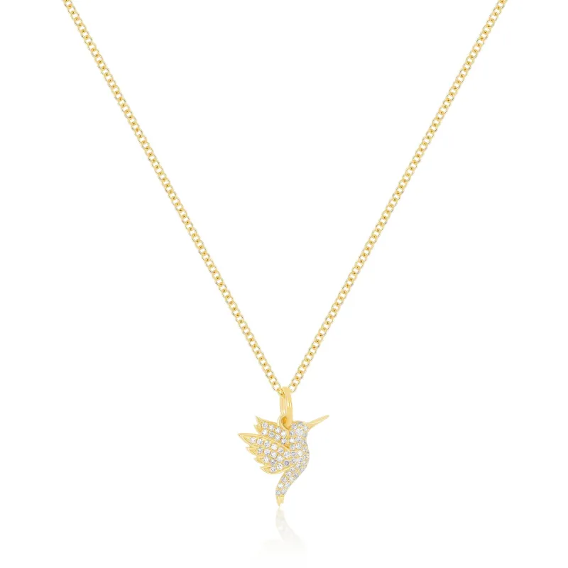 Pavé Diamond Mini Hummingbird Necklace made by EF Collection