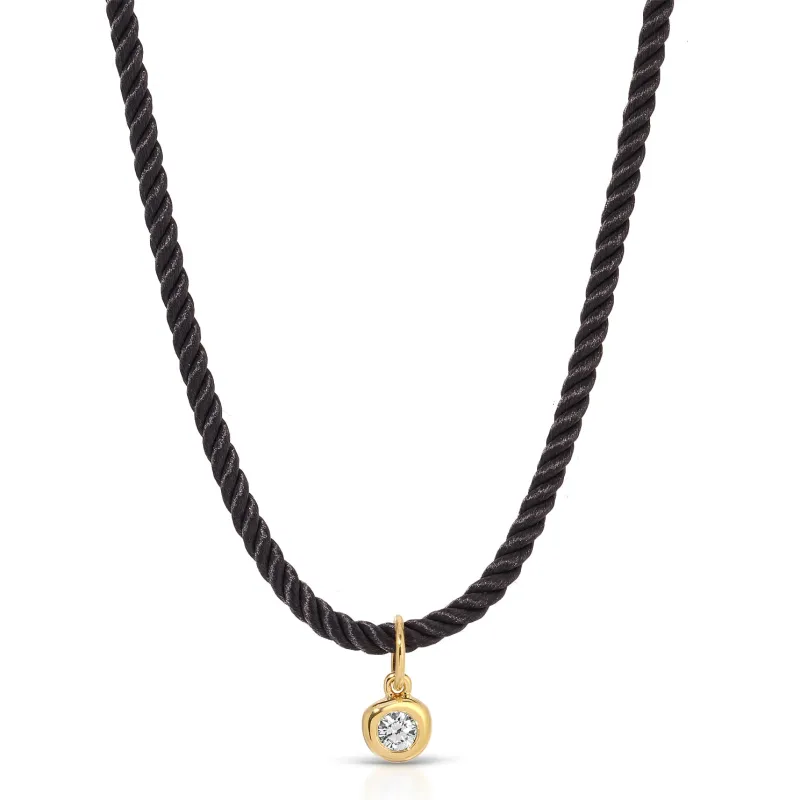 Diamond Pillow Cord Necklace In Midnight sold by EF Collection
