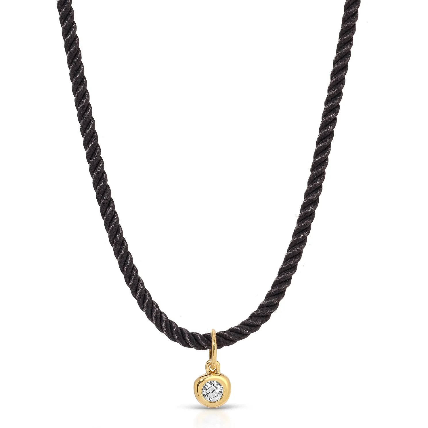 Diamond Pillow Cord Necklace In Midnight sold by EF Collection