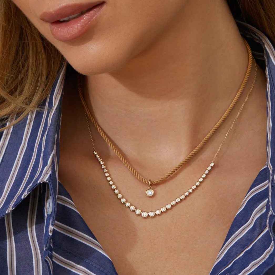 Diamond Pillow Cord Necklace In Honey sold by EF Collection product image thumbnail 2