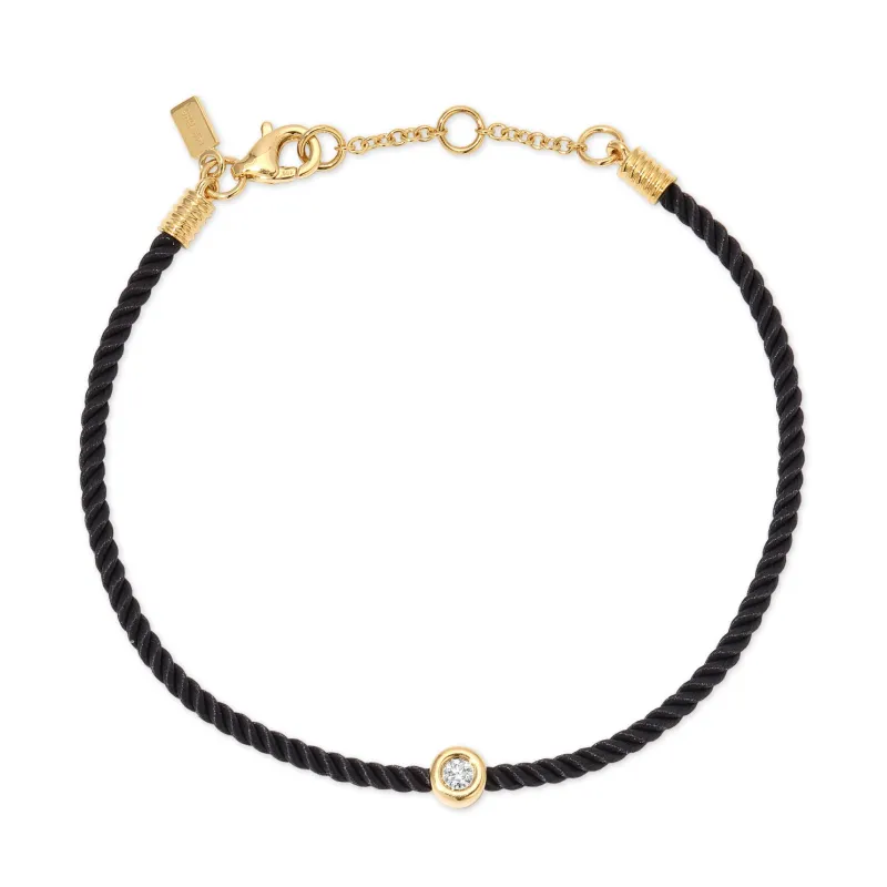 Diamond Pillow Cord Bracelet In Midnight sold by EF Collection