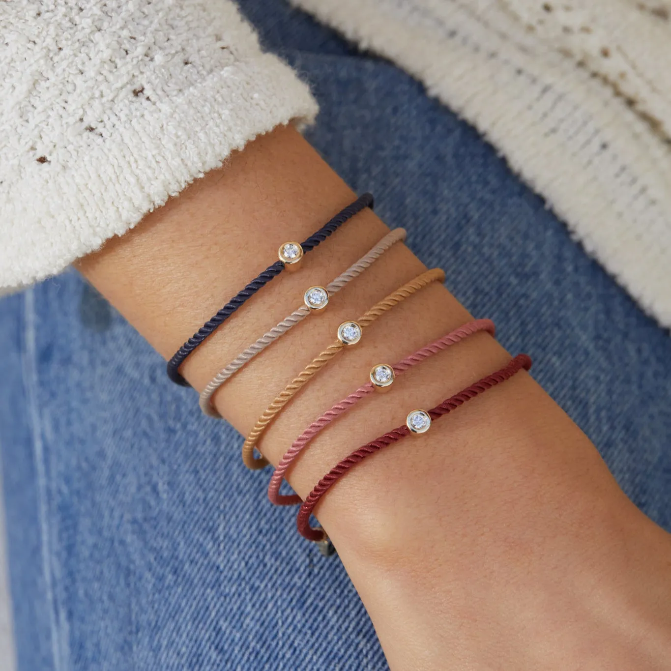 Diamond Pillow Cord Bracelet In Honey sold by EF Collection product image thumbnail 4