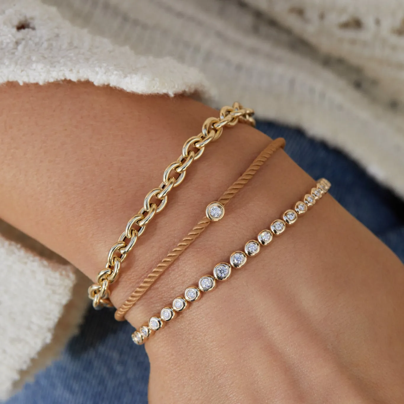 Diamond Pillow Cord Bracelet In Honey sold by EF Collection product image thumbnail 2