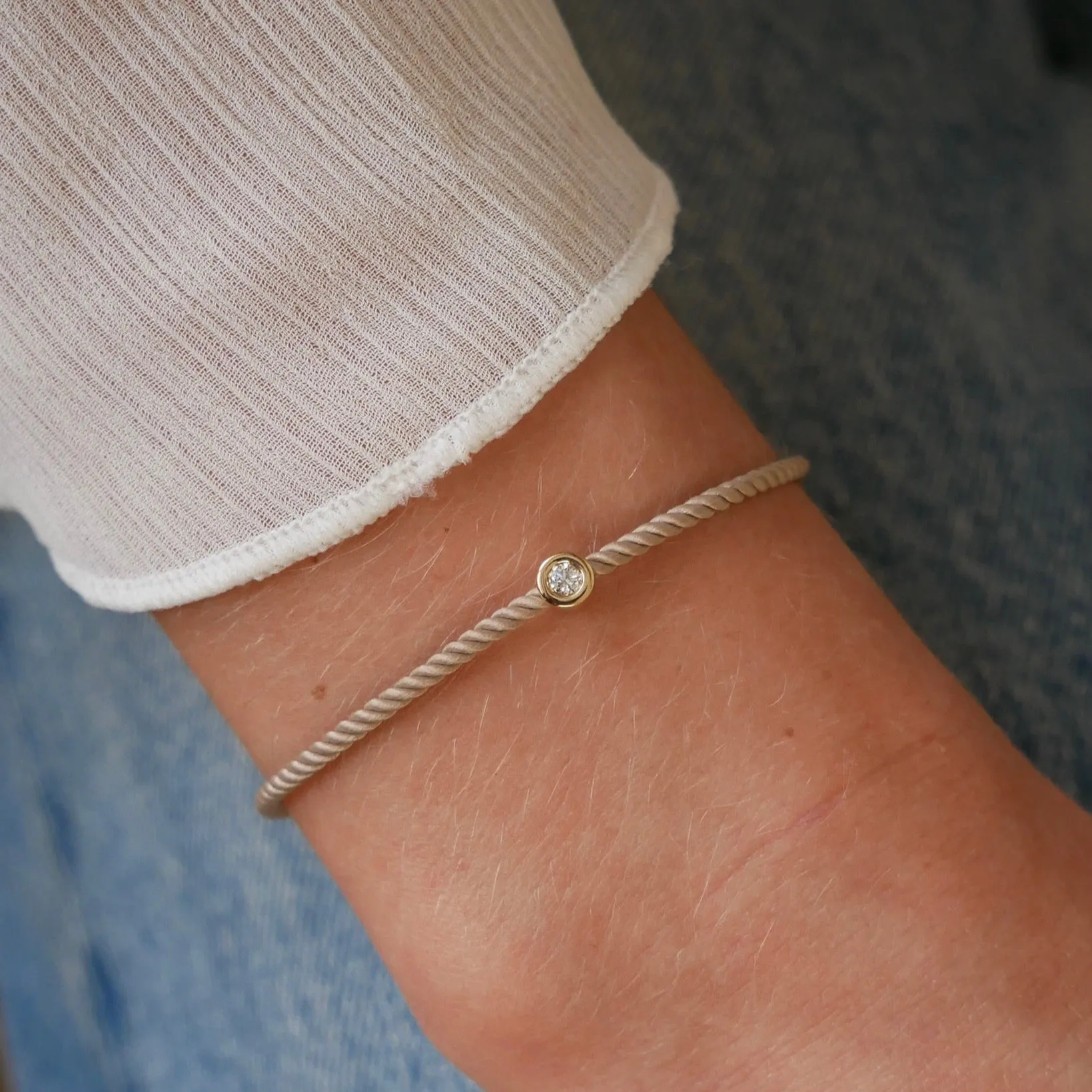 Diamond Pillow Cord Bracelet In Sandstone sold by EF Collection product image thumbnail 2