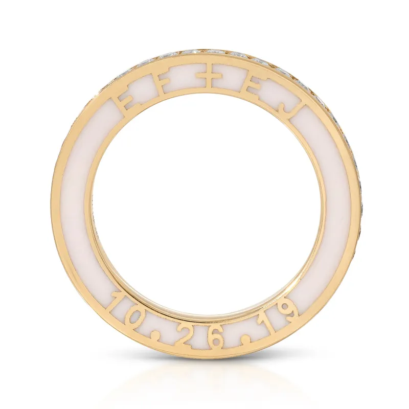 Diamond and Enamel  Personalized Eternity Band made by EF Collection