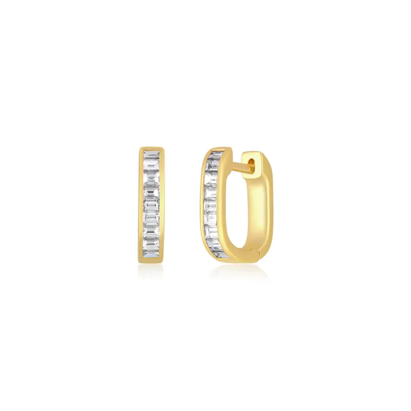 Diamond Baguette Jumbo Lola Huggie Earring sold by EF Collection
