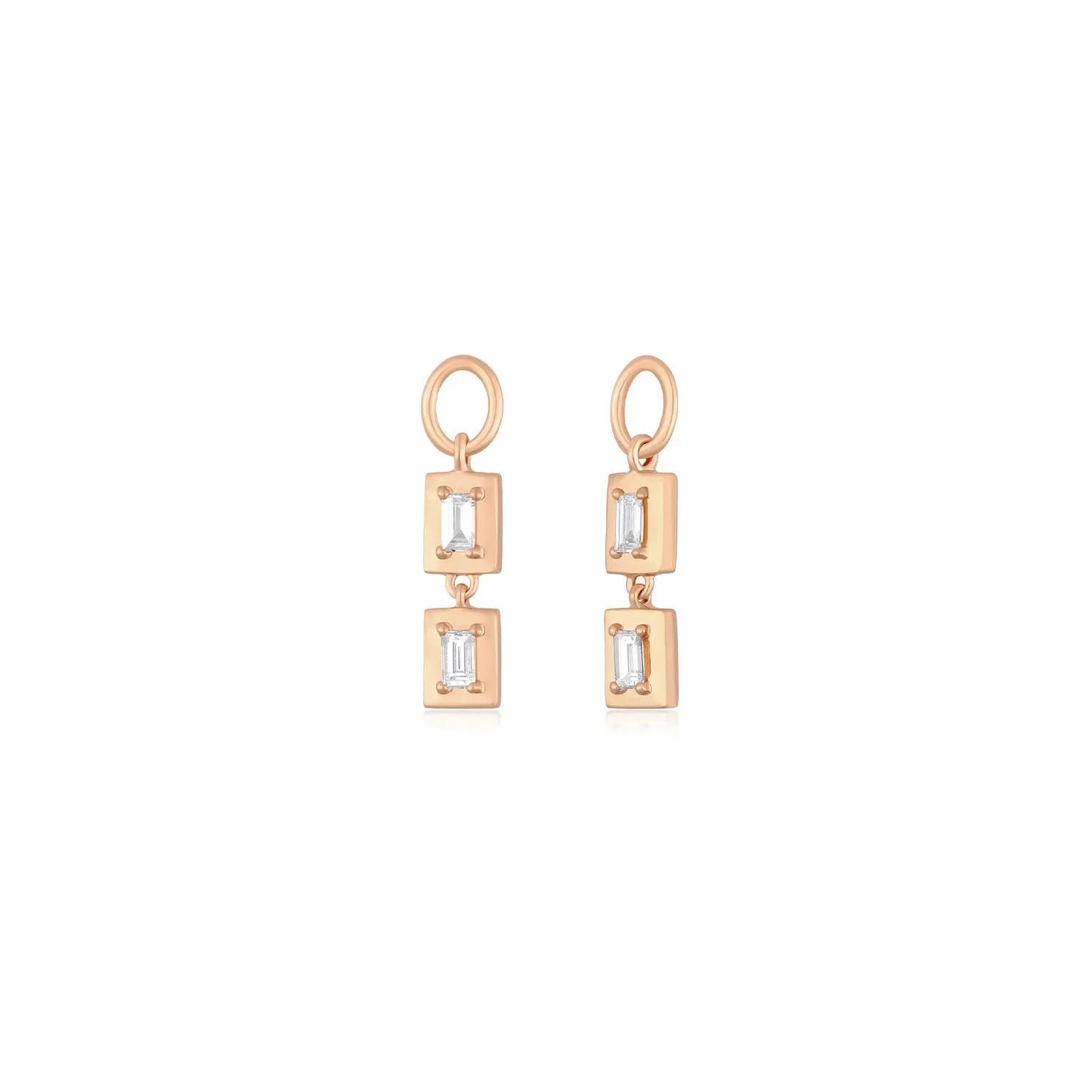 Gold Frame Double Baguette Diamond Huggie Charm sold by EF Collection product image thumbnail 5