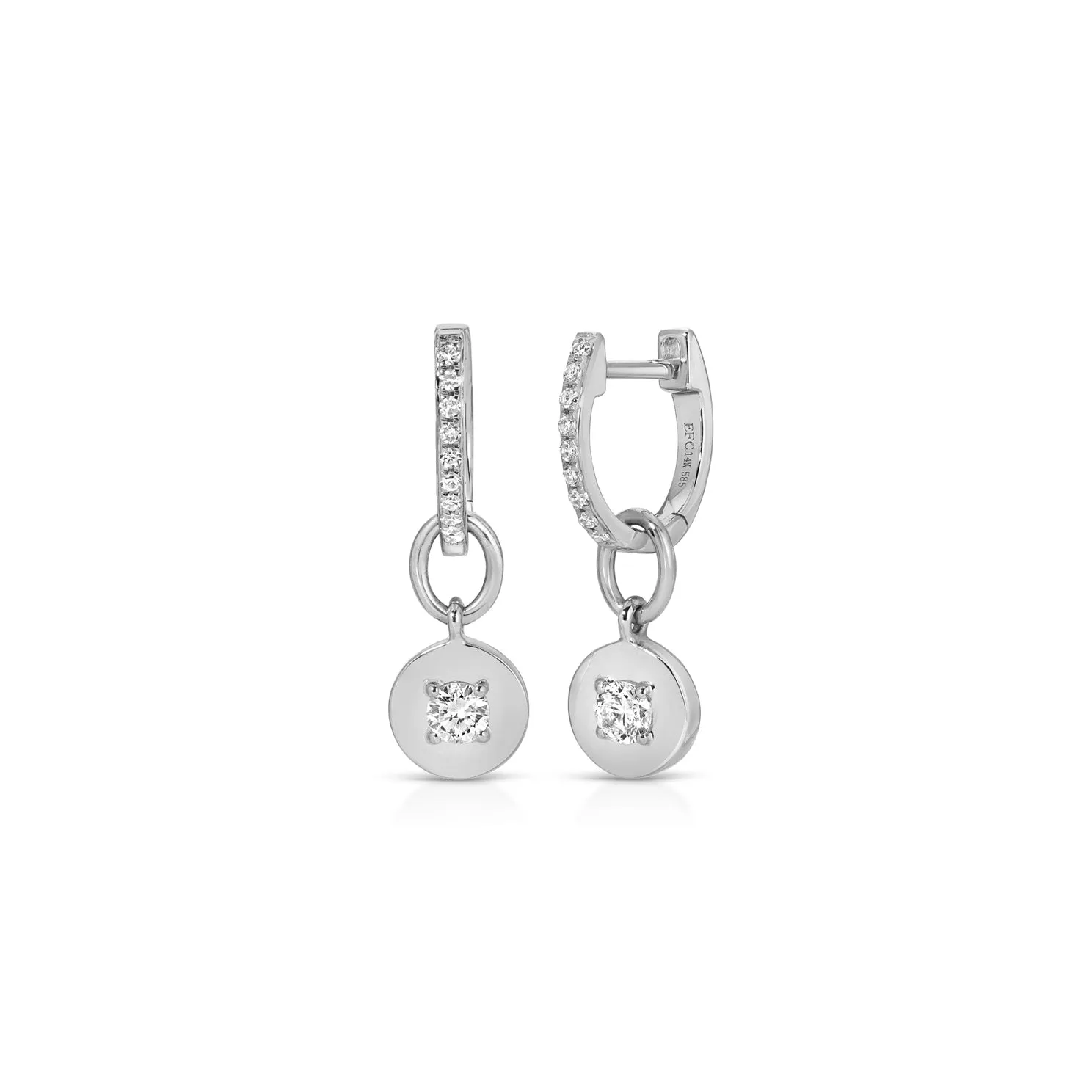 Gold Frame Round Diamond Huggie Charm on Diamond Mini Huggie Earring sold by EF Collection product image thumbnail 3