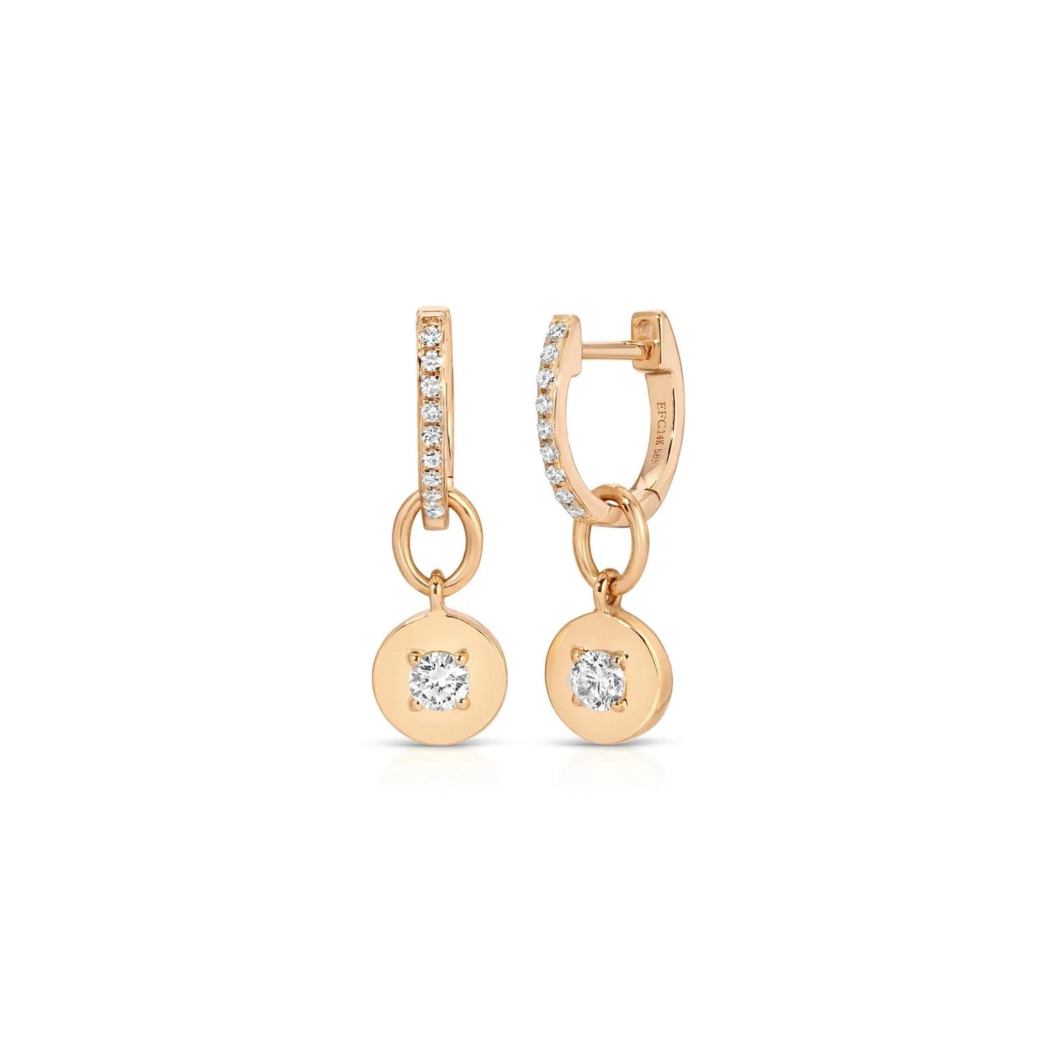 Gold Frame Round Diamond Huggie Charm on Diamond Mini Huggie Earring sold by EF Collection product image thumbnail 4