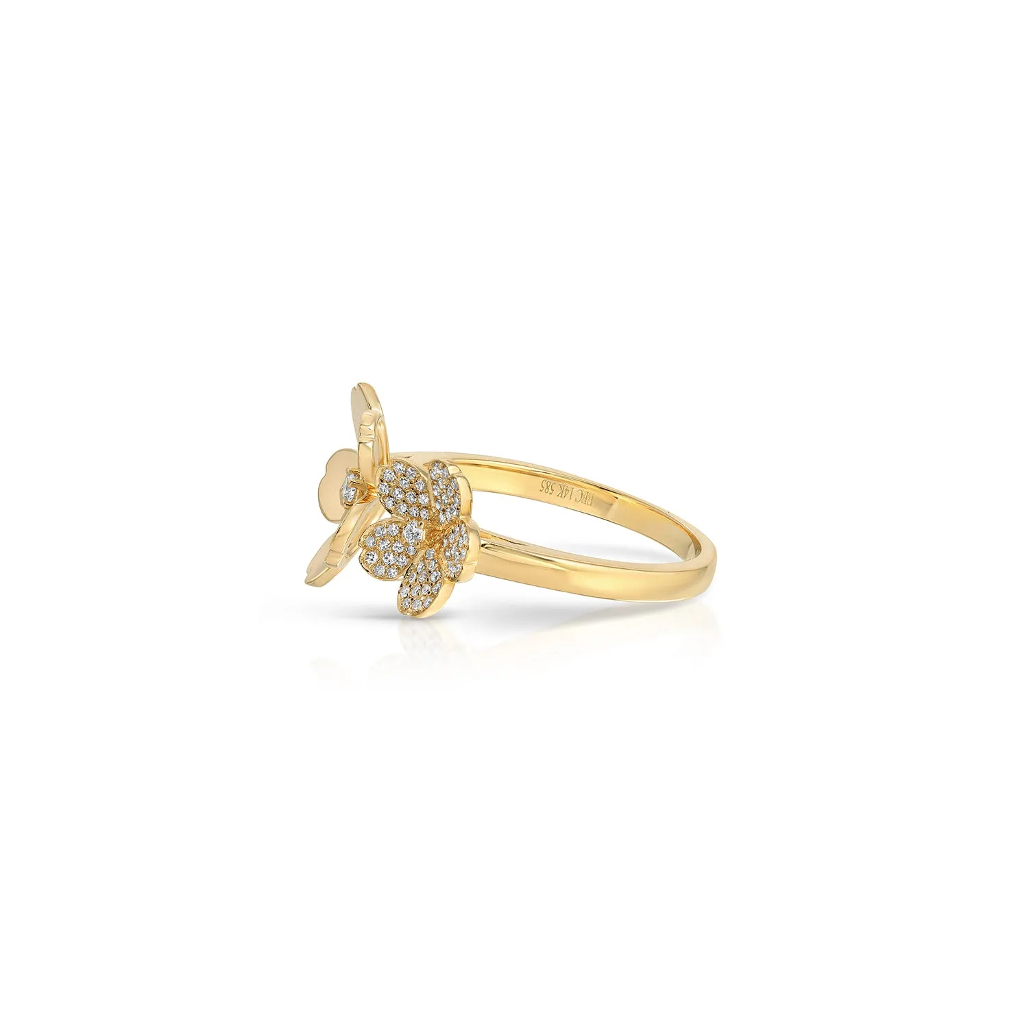 Diamond and Gold Double Cherry Blossom Ring sold by EF Collection product image thumbnail 4
