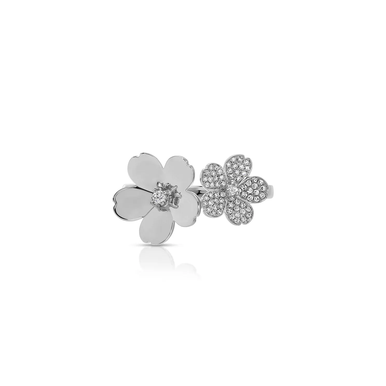 Diamond and Gold Double Cherry Blossom Ring sold by EF Collection product image thumbnail 2