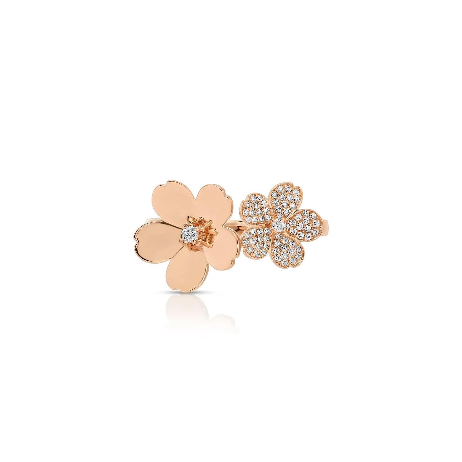 Diamond and Gold Double Cherry Blossom Ring sold by EF Collection product image thumbnail 3