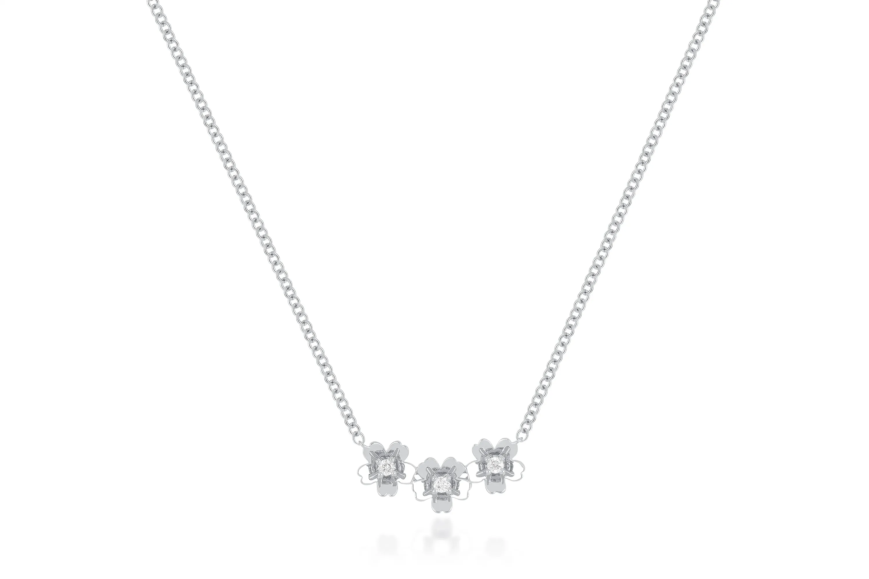 Triple Gold and Diamond Mini Cherry Blossom Necklace sold by EF Collection product image thumbnail 2