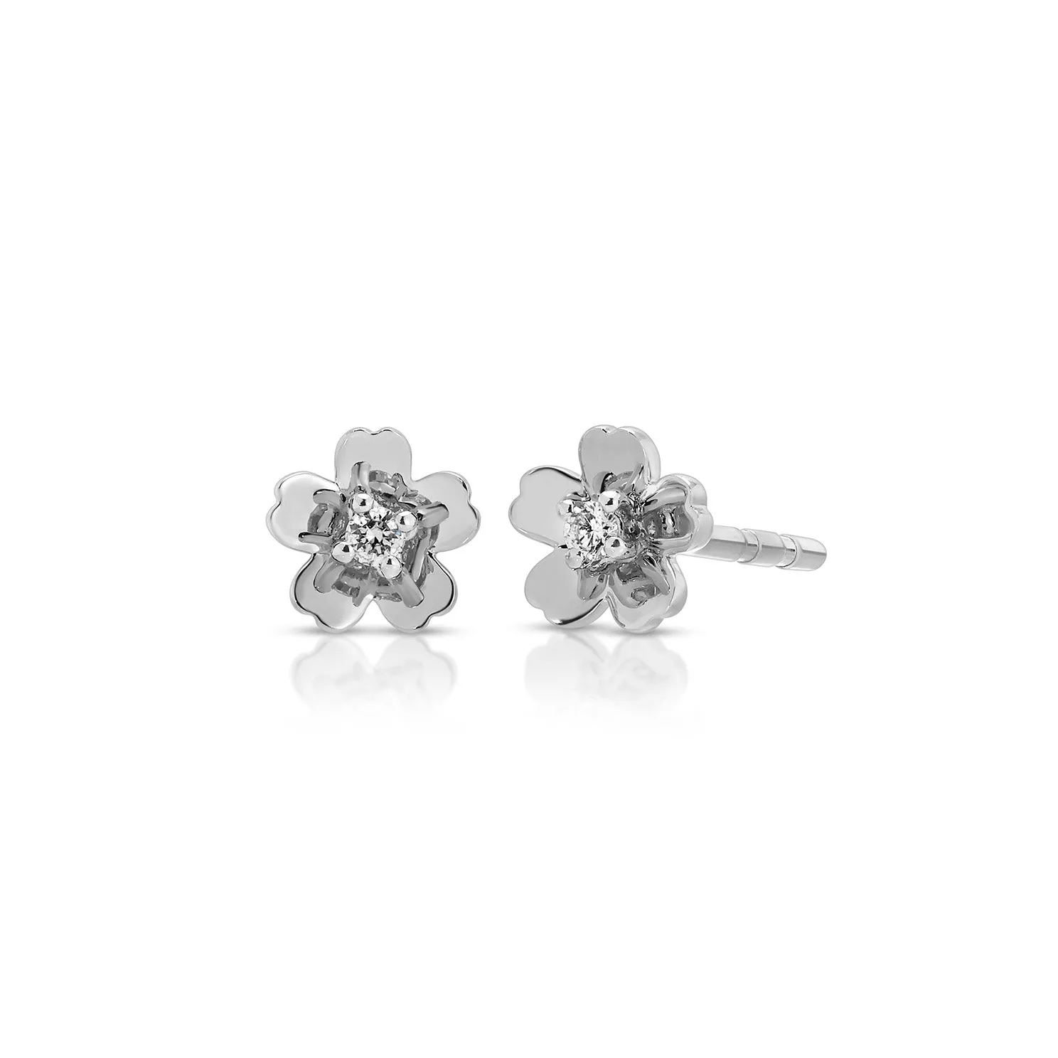 Gold and Diamond Mini Cherry Blossom Stud Earring sold by EF Collection product image thumbnail 2