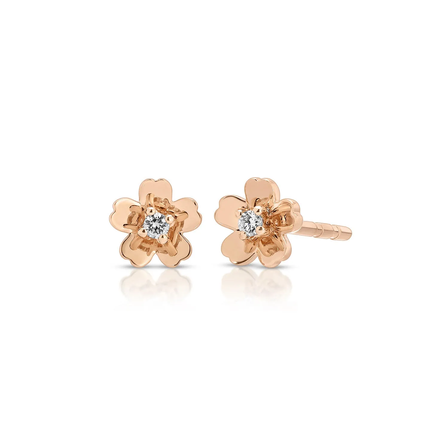 Gold and Diamond Mini Cherry Blossom Stud Earring sold by EF Collection product image thumbnail 3