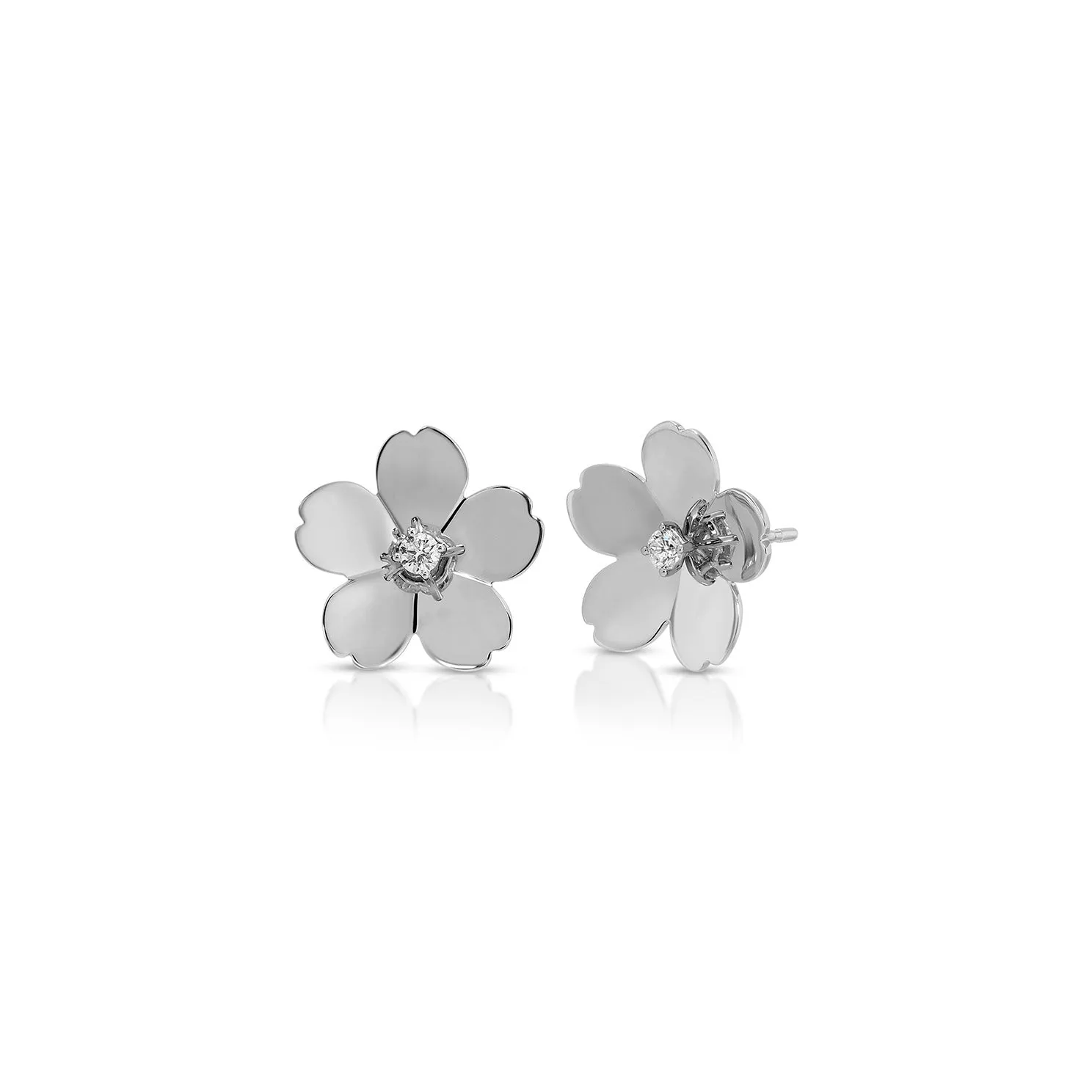 Gold and Diamond Jumbo Cherry Blossom Stud Earrings sold by EF Collection product image thumbnail 2