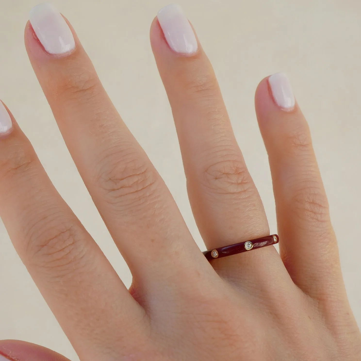 3 Diamond & Wine Enamel Stack Ring sold by EF Collection product image thumbnail 2