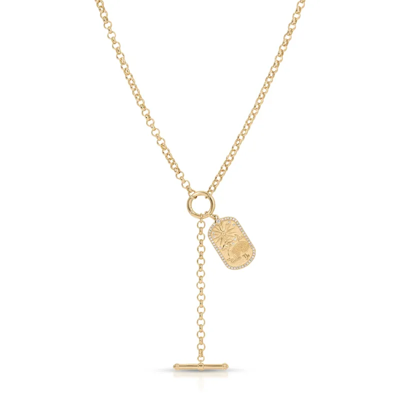 Rolo Enhanced Lariat Necklace with Zodiac sold by EF Collection