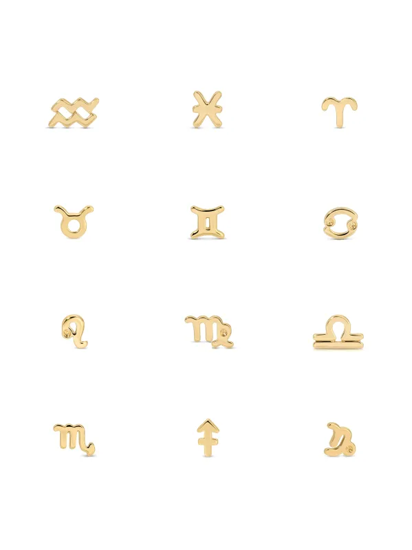 Mini Gold Zodiac Stud Earring sold by EF Collection