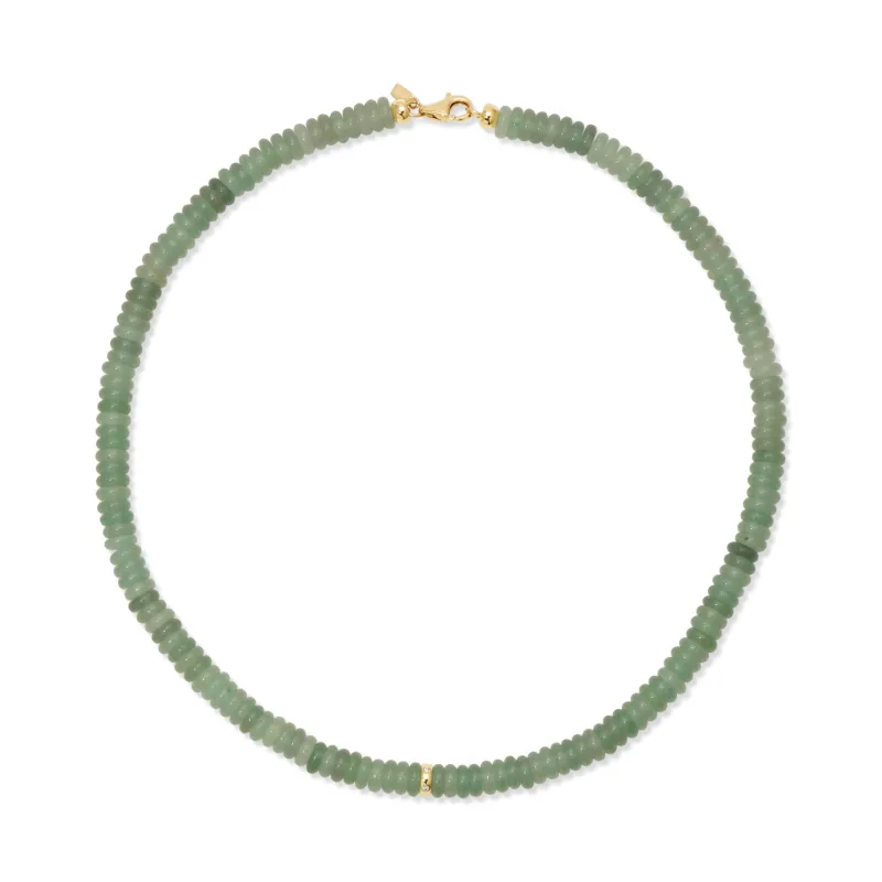 Green Aventurine Rondelle Bead Necklace sold by EF Collection