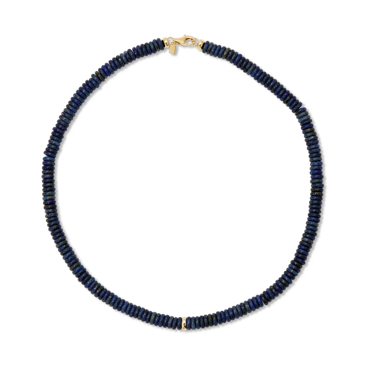 Lapis Lazuli Rondelle Bead Necklace sold by EF Collection