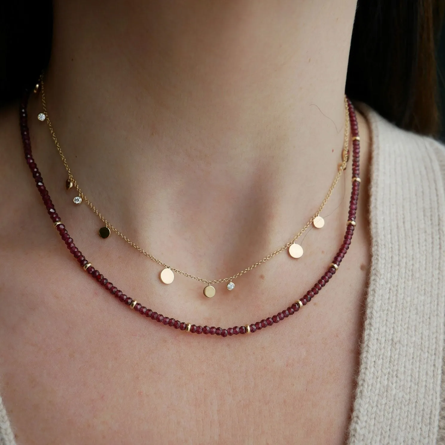 Birthstone Bead Necklace In Garnet sold by EF Collection product image thumbnail 2