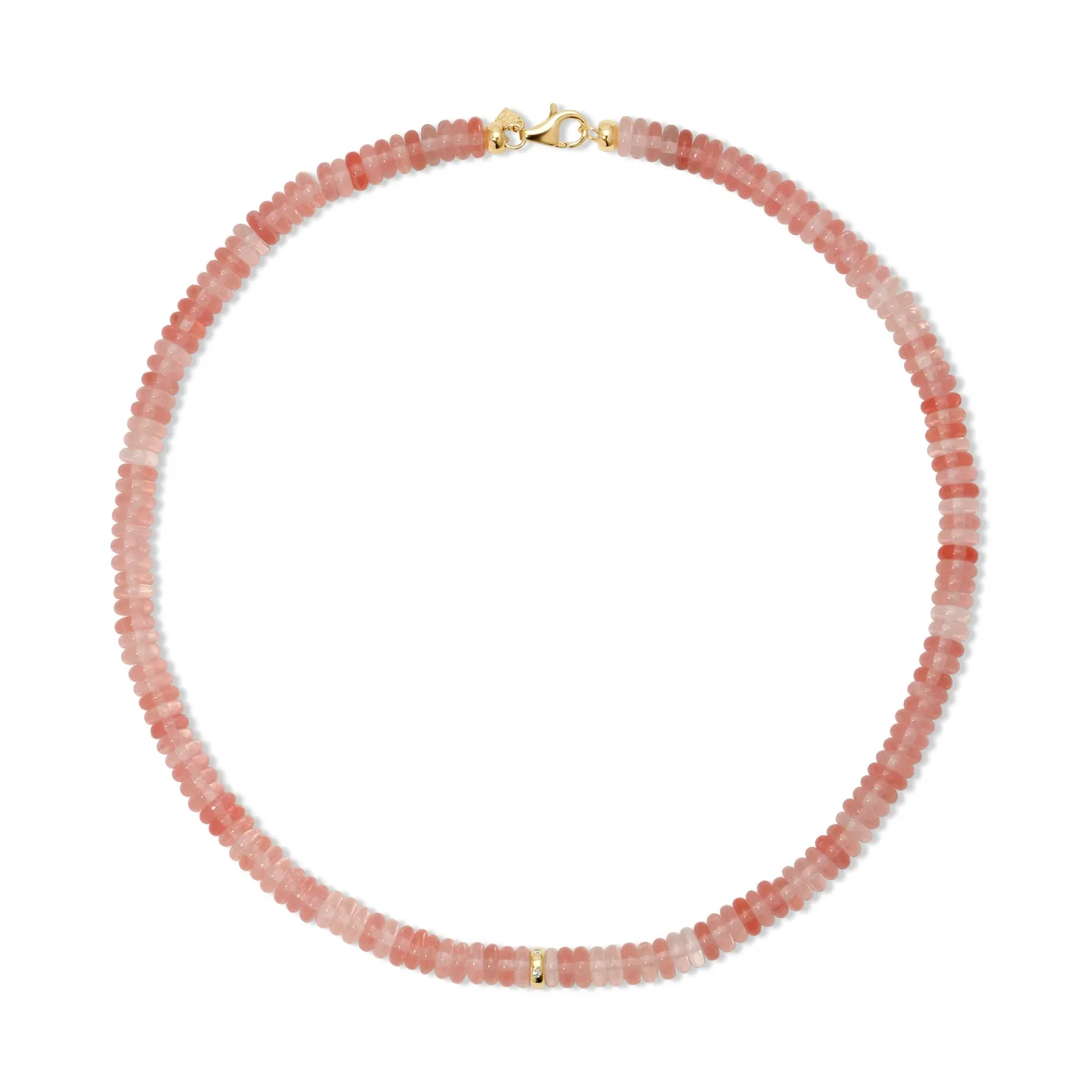 Pink Quartz Rondelle Bead Necklace sold by EF Collection