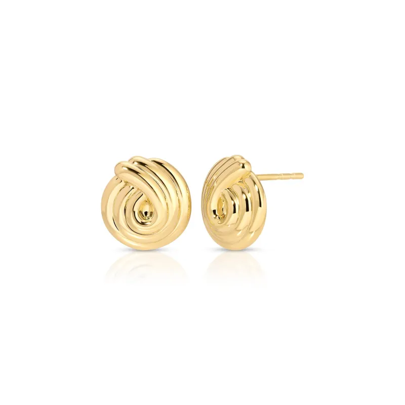 Gold Swirl Stud Earrings sold by EF Collection