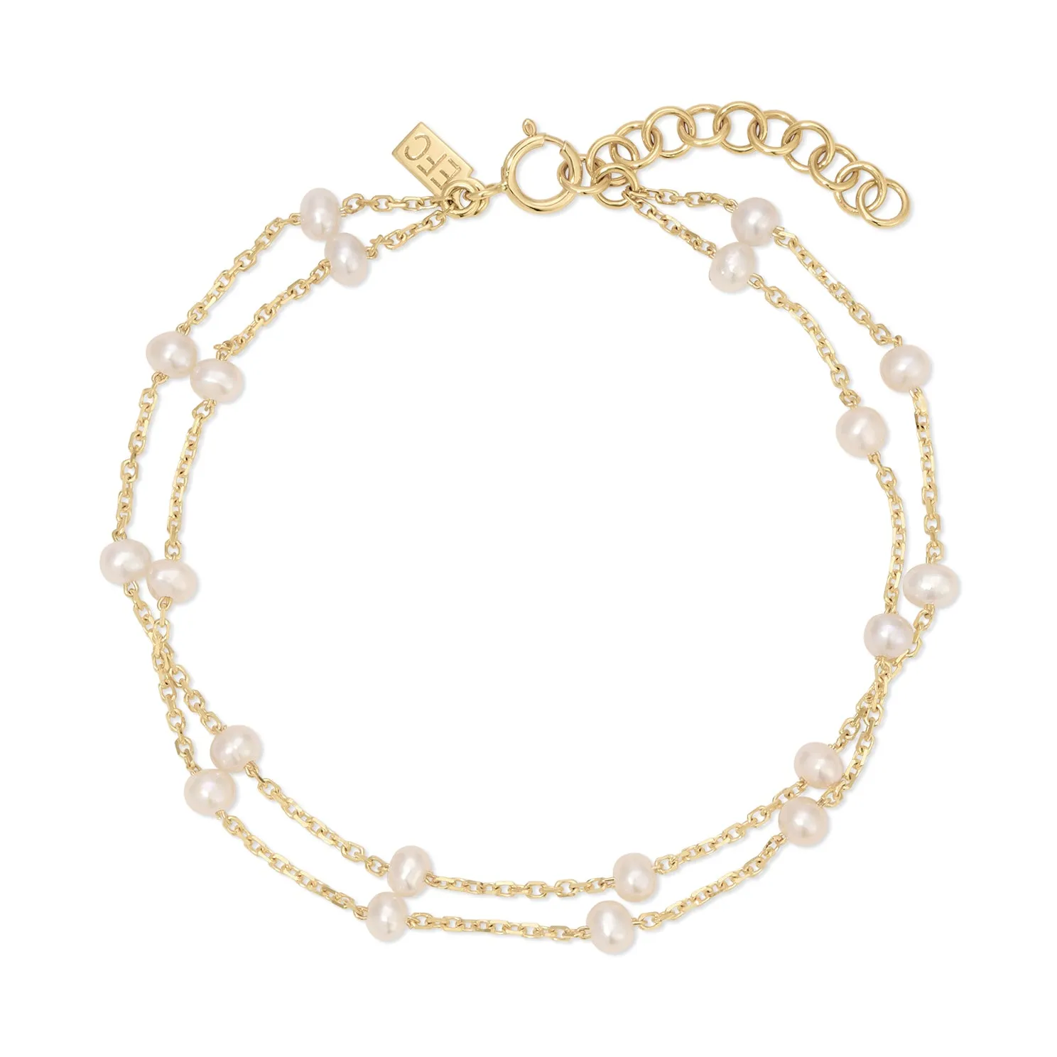 Multi Pearl Double Chain Bracelet sold by EF Collection