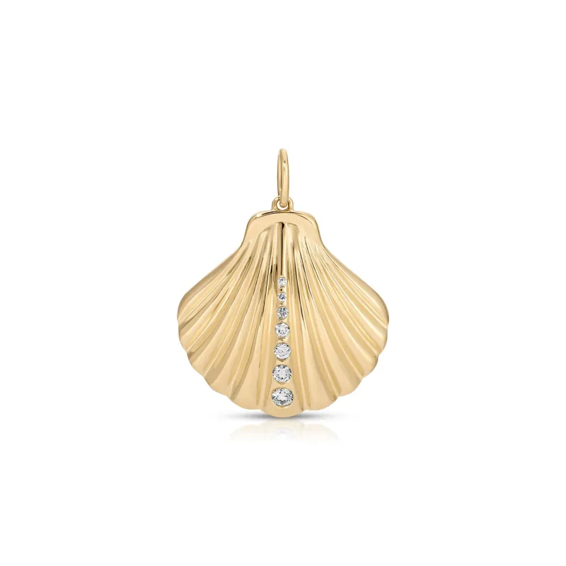 Jumbo Gold and Diamond Shell Charm sold by EF Collection