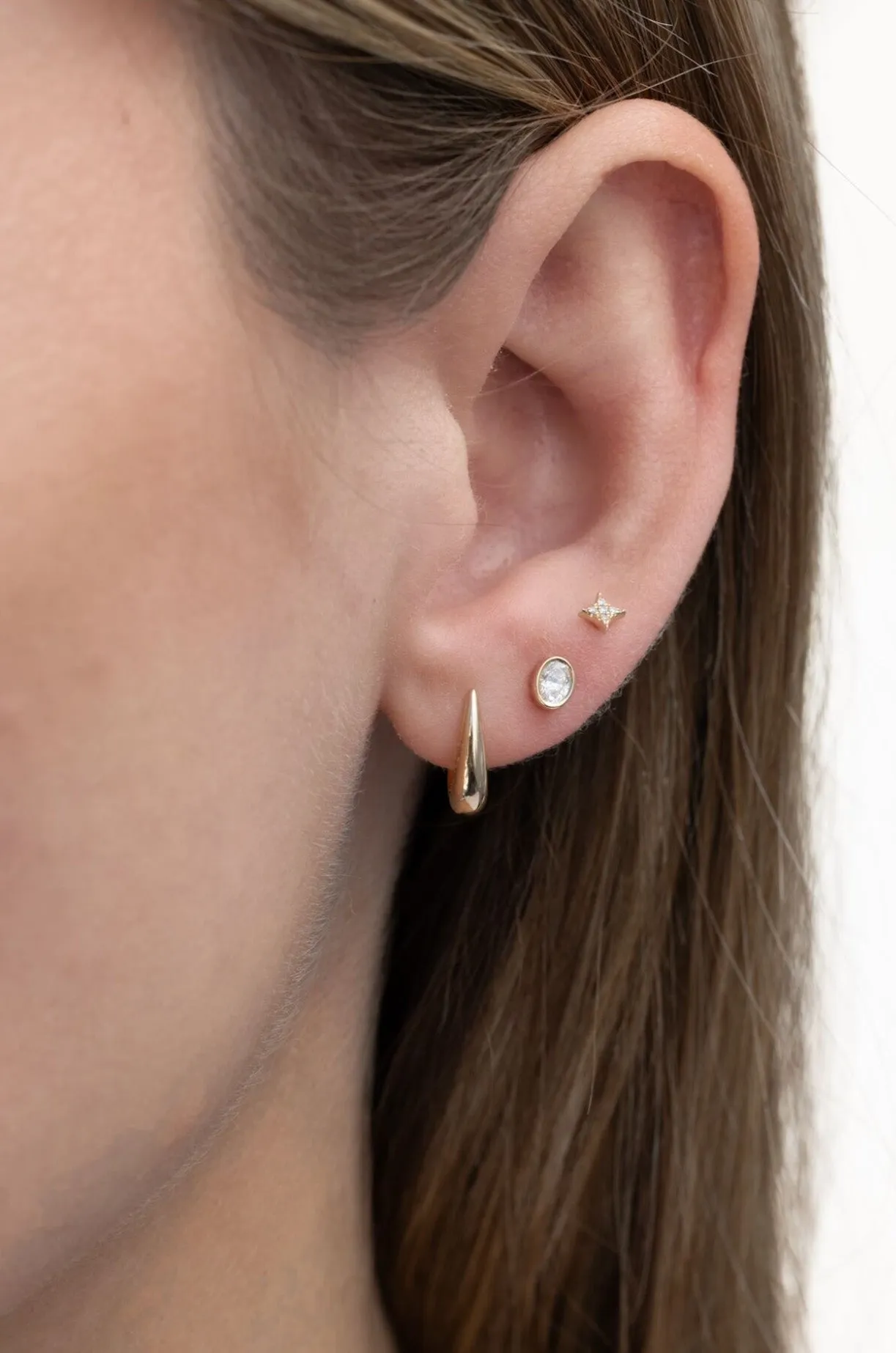 Bezel Set Oval Diamond Stud Earrings sold by EF Collection product image thumbnail 2