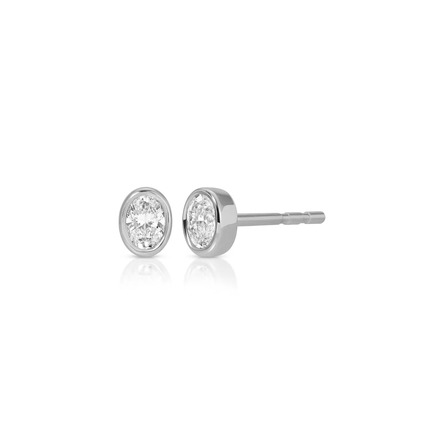 Bezel Set Oval Diamond Stud Earrings sold by EF Collection product image thumbnail 3