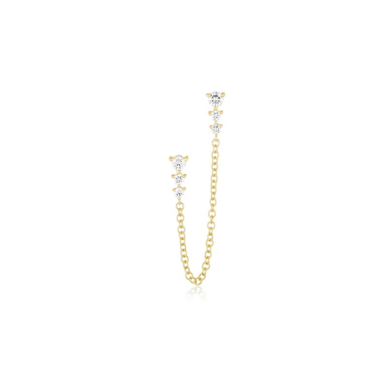 Graduated Diamond Double Chain Stud Earring sold by EF Collection