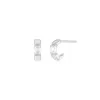 Emerald Cut Diamond Bezel Mini Huggie Earrings sold by EF Collection
