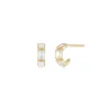 Emerald Cut Diamond Bezel Mini Huggie Earrings sold by EF Collection