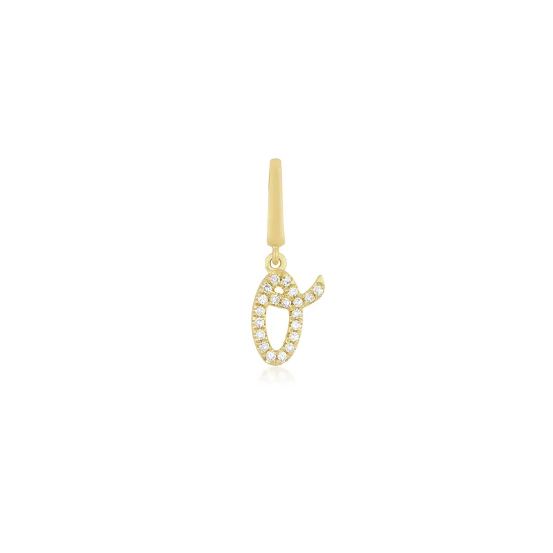 Mini Diamond Script Enhanced Initial Charm sold by EF Collection