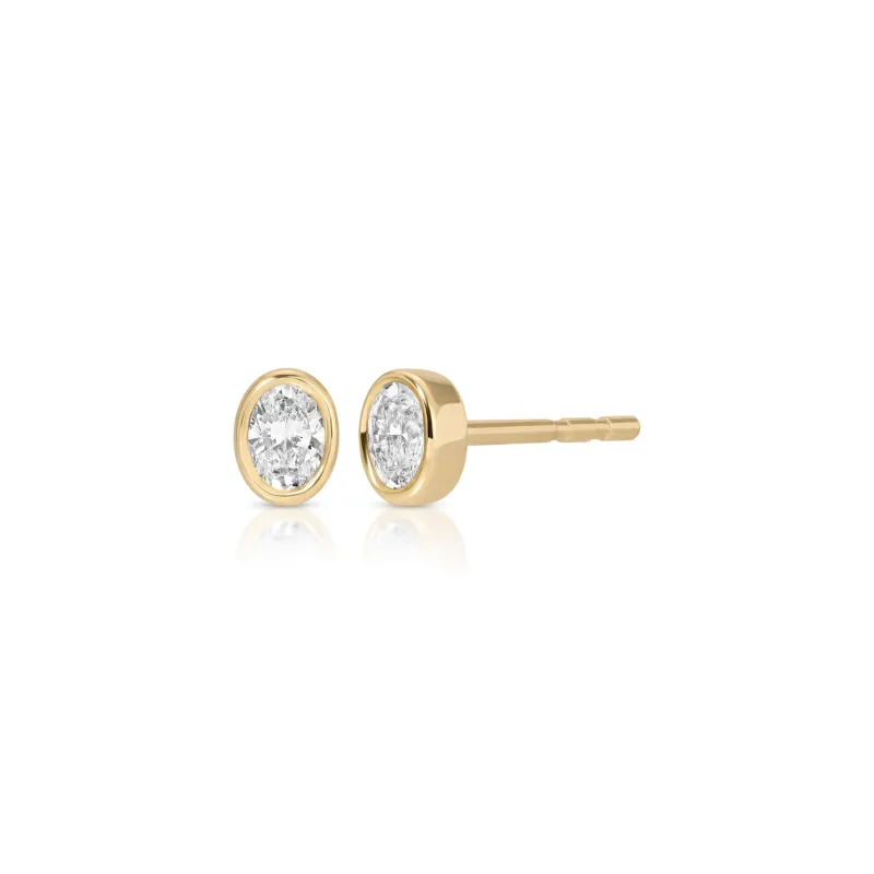 Single Bezel Set Oval Diamond Stud Earring sold by EF Collection