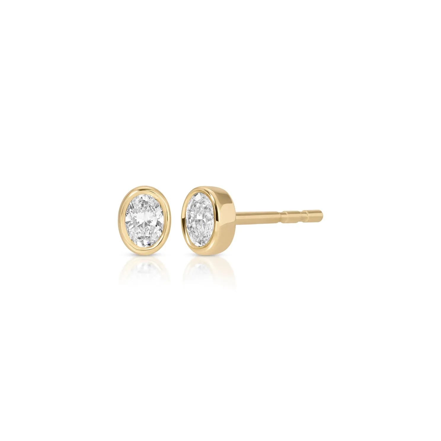 Single Bezel Set Oval Diamond Stud Earring sold by EF Collection