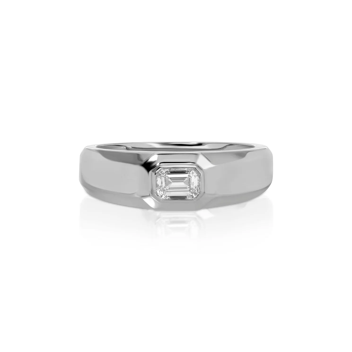 Emerald Cut Diamond Signet Ring sold by EF Collection product image thumbnail 3