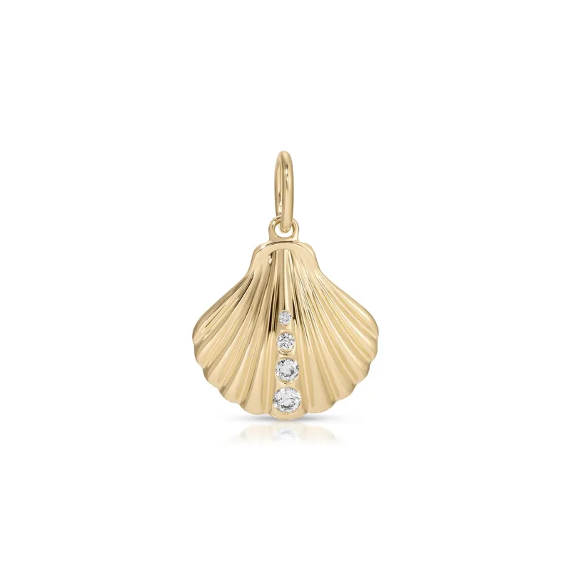 Gold and Diamond Shell Charm sold by EF Collection